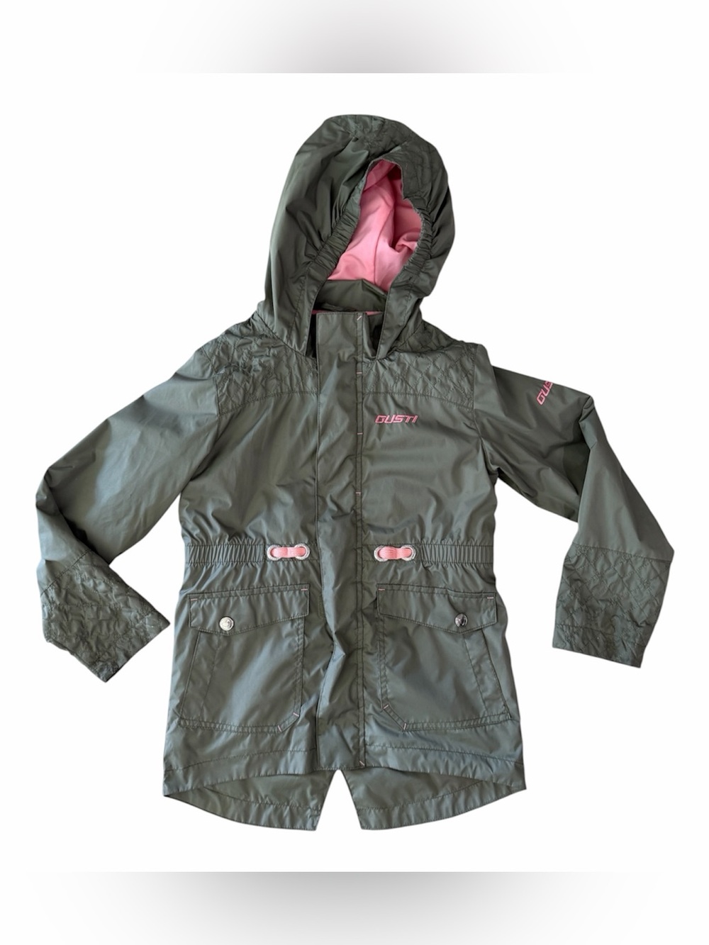 Gusti Girl Olive Shell Jacket with Pink Fleece Lining